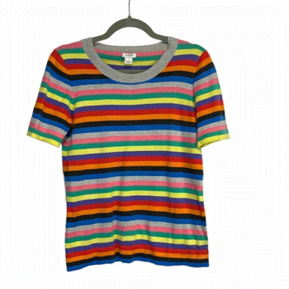 J Crew Fine Knit Multi-Colour Striped Top